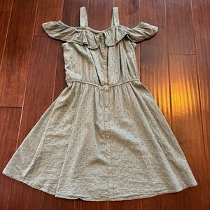 SO Girls Off-Shoulder Dress in Olive / Sage Green
